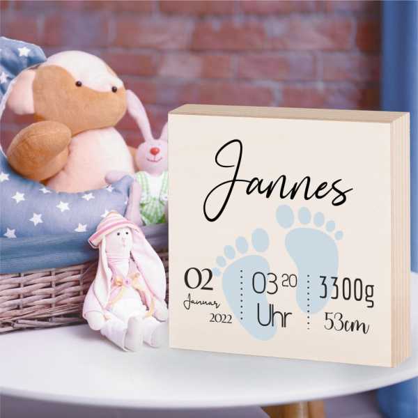 Personalisiertes Bild zur Geburt aus Holz