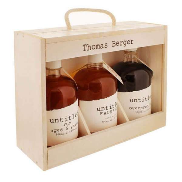 Personalisierbare Rum Geschenk Collection mit 3 Flaschen in einer Holzbox