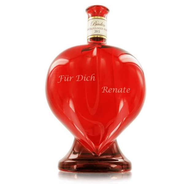 Personalisierbare rote Flasche in Form eines Herz 