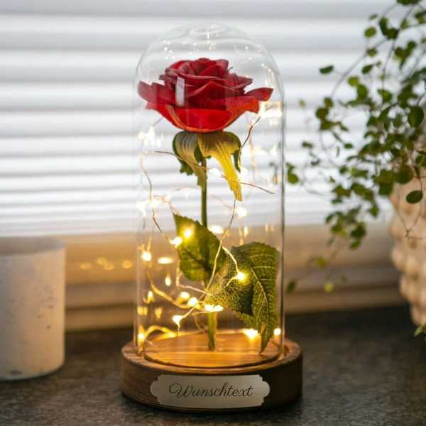 Personalisierbare ewige Rose im Glas