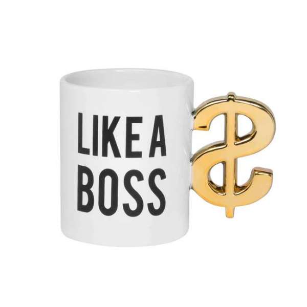 Tasse Like a Boss in weiss und gold